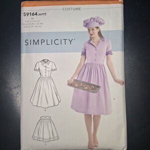 Simplicity Sewing Pattern S9164‎ Costume Dress Hat Size US 6-14 Cut